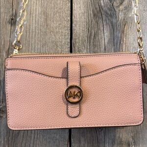 Women's Pink Leather  Anne Klein Crossbody Bag/wallet